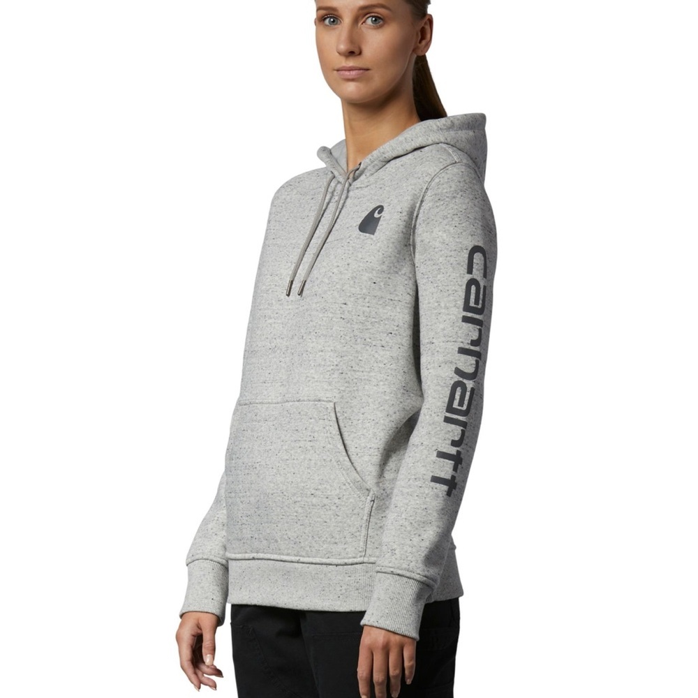 Carhartt Light Gray Hoodie with Logo Sleeve - Picture 2 of 2